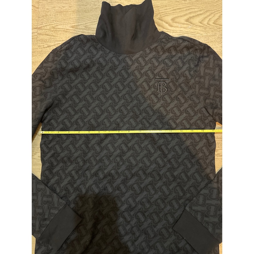Burberry TB Monogram Turtleneck Sweatshirt Black Charcoal Logo Print Small - Picture 3 of 6
